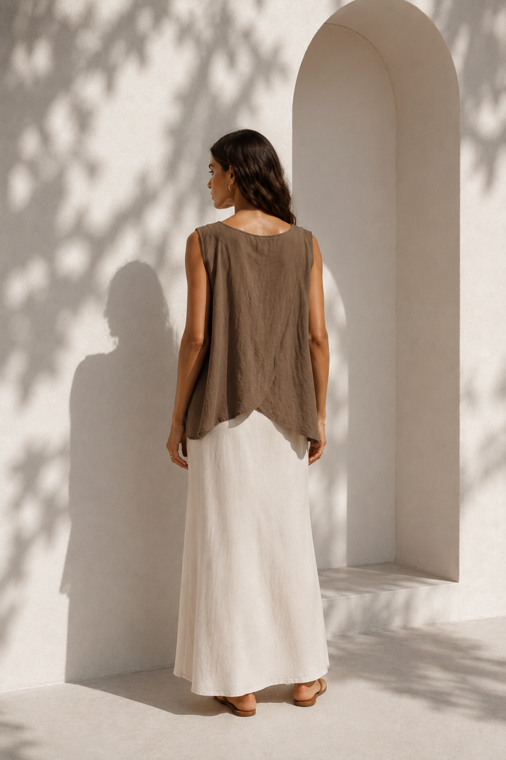 Gracelyn Linen Top Chocolate
