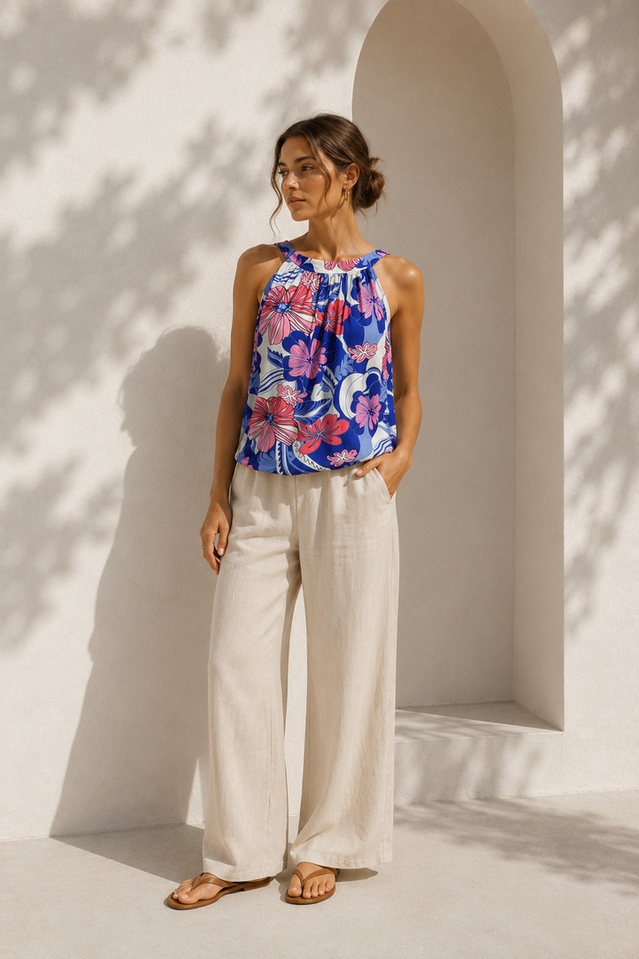 Jovie Halter Neck Top Blue