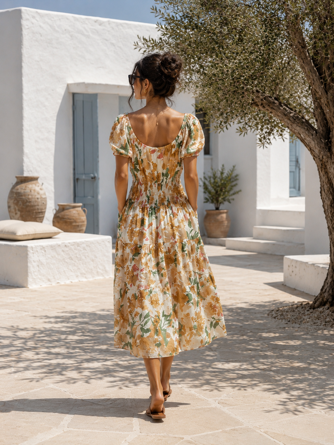 Ciara Floral Print Midi Dress Toffee