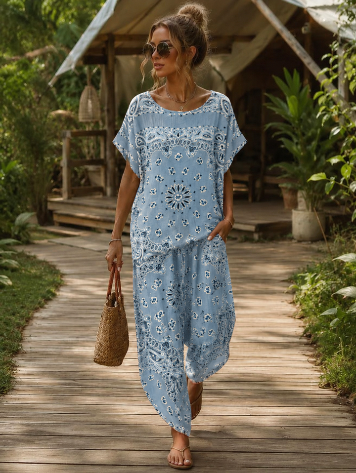Amelia Bandana Print Co-Ord Blue