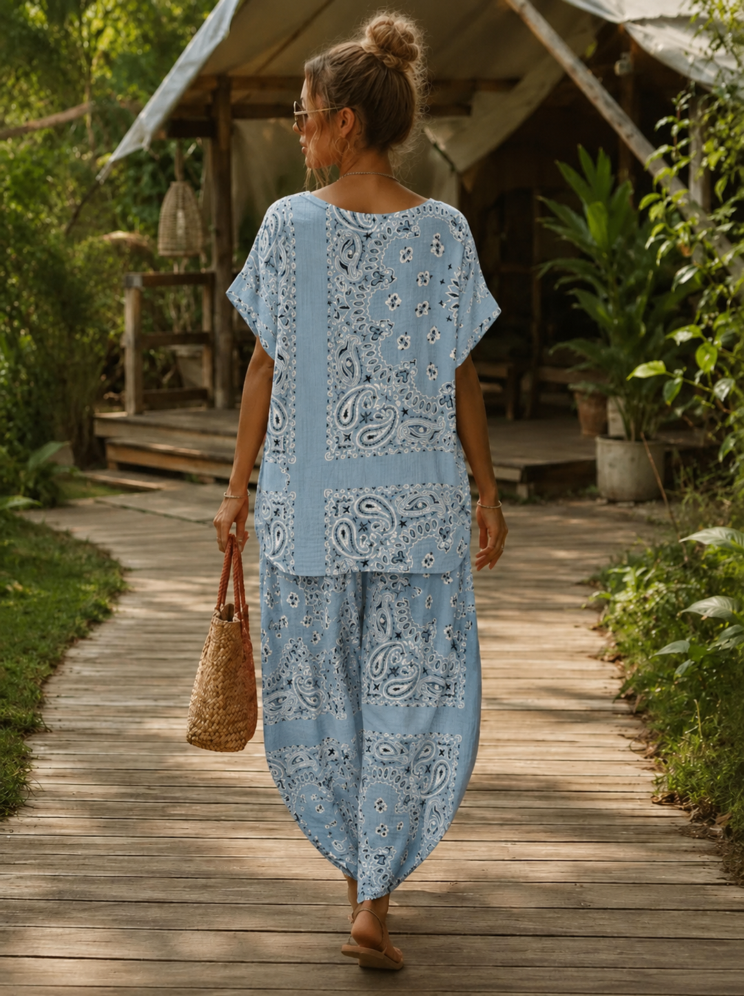 Amelia Bandana Print Co-Ord Blue