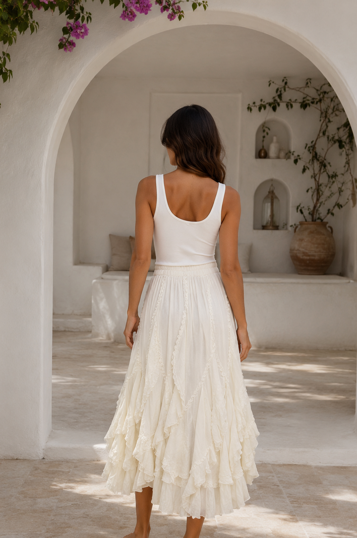 Khadiza Ruffle Skirt Cream