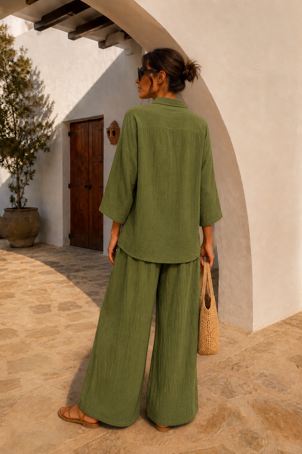 Khadiza Trousers & Shirt Set Khaki