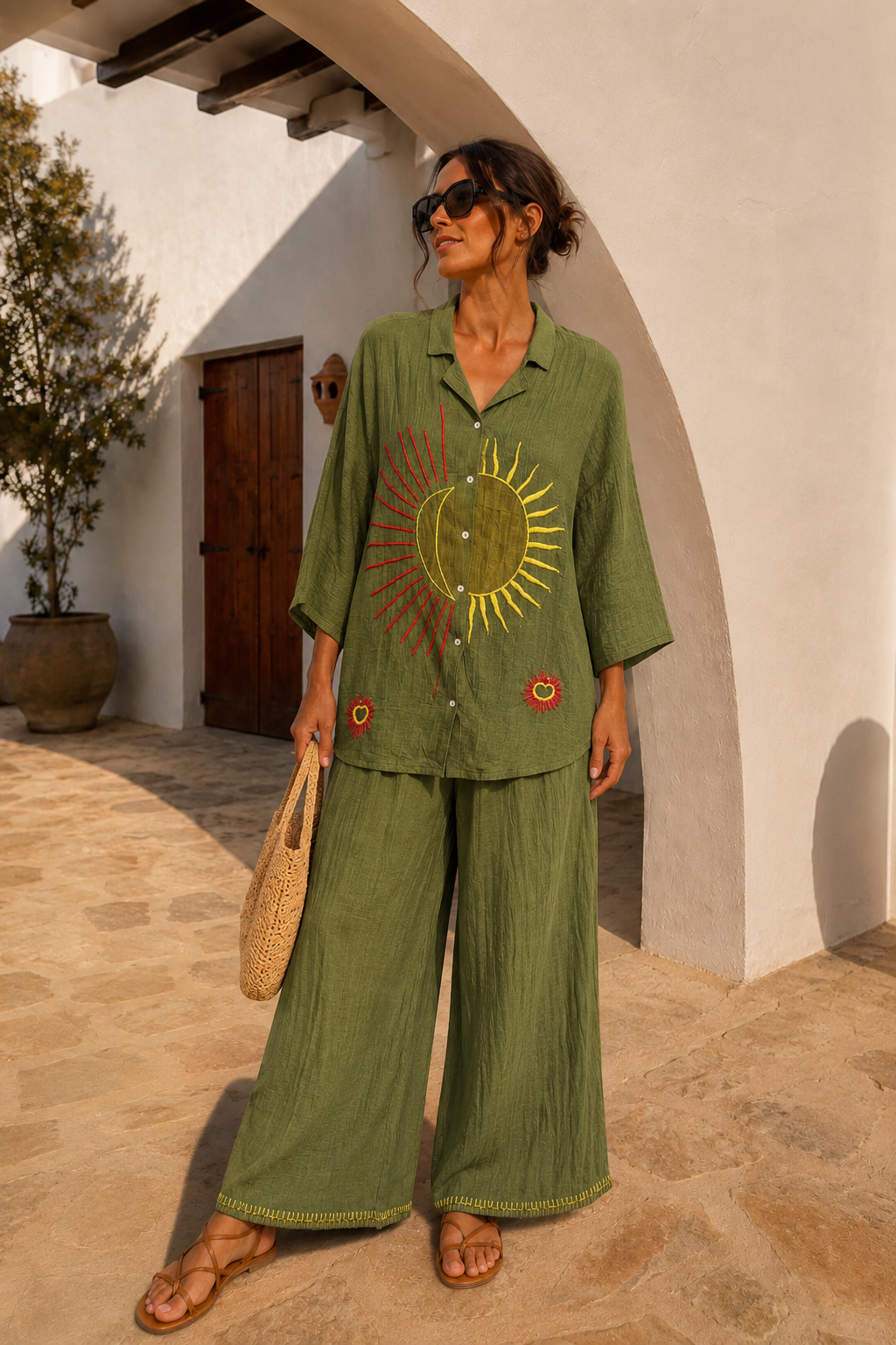 Khadiza Trousers & Shirt Set Khaki