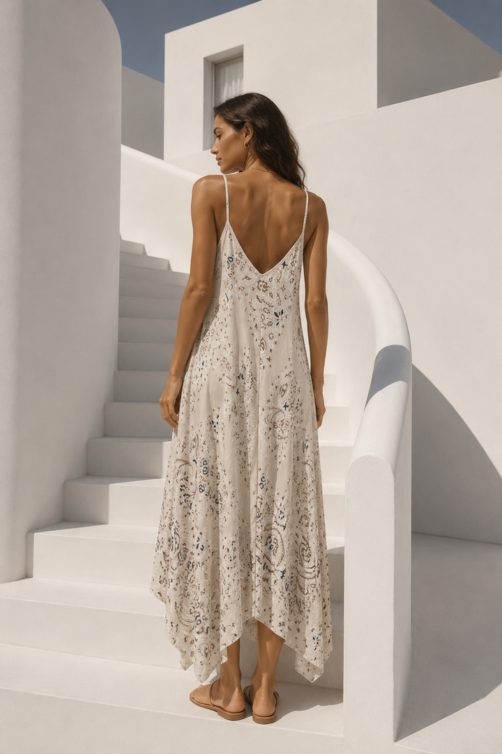 Bandana Print Hanky Dress Beige