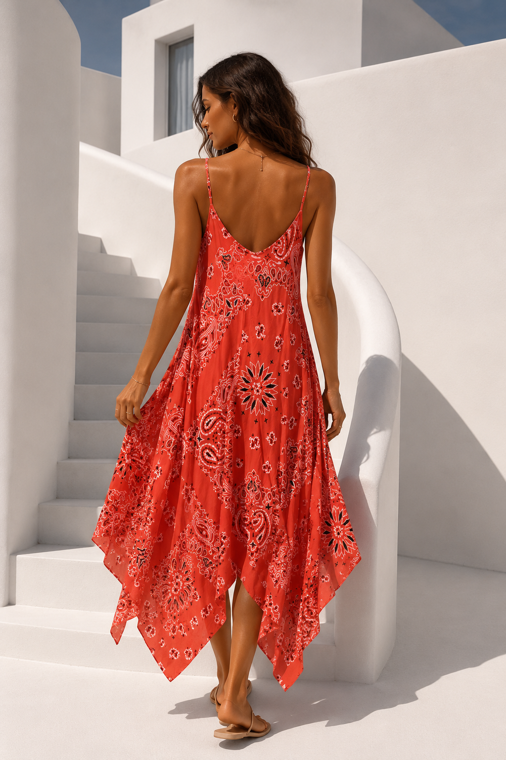 Bandana Print Hanky Dress Coral