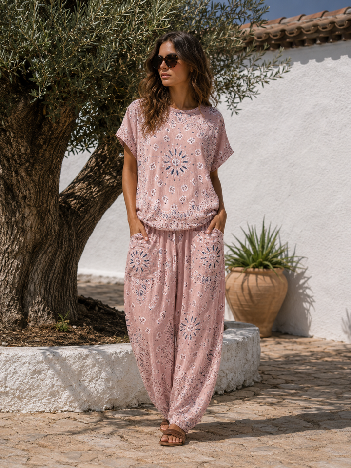 Amelia Bandana Print Co-Ord Pink