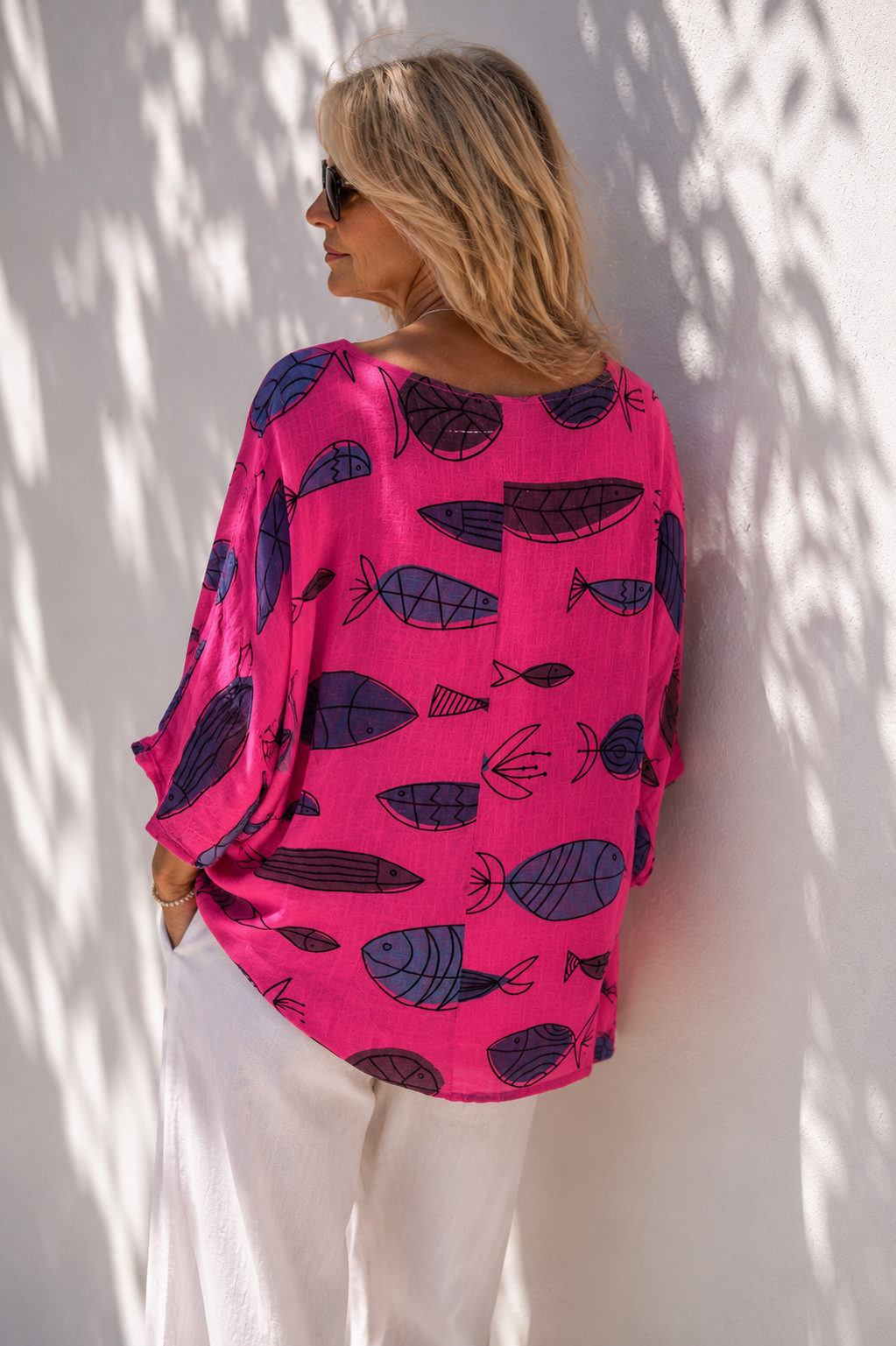 Neptunia Print Necklace Top Fuchsia