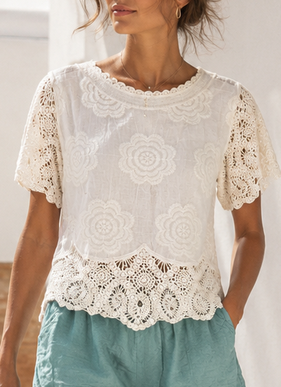 Arianna Crochet Top Cream