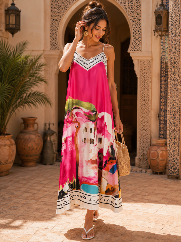 Tranquil Tuscan Maxi Dress Fuchsia