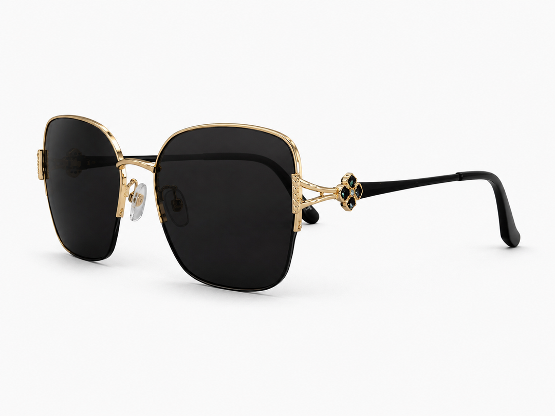 Embellished Clover Sunglasses Black/Gold