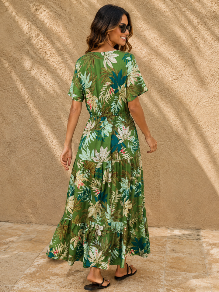 Imarna Tropical Palm Dress Avocado