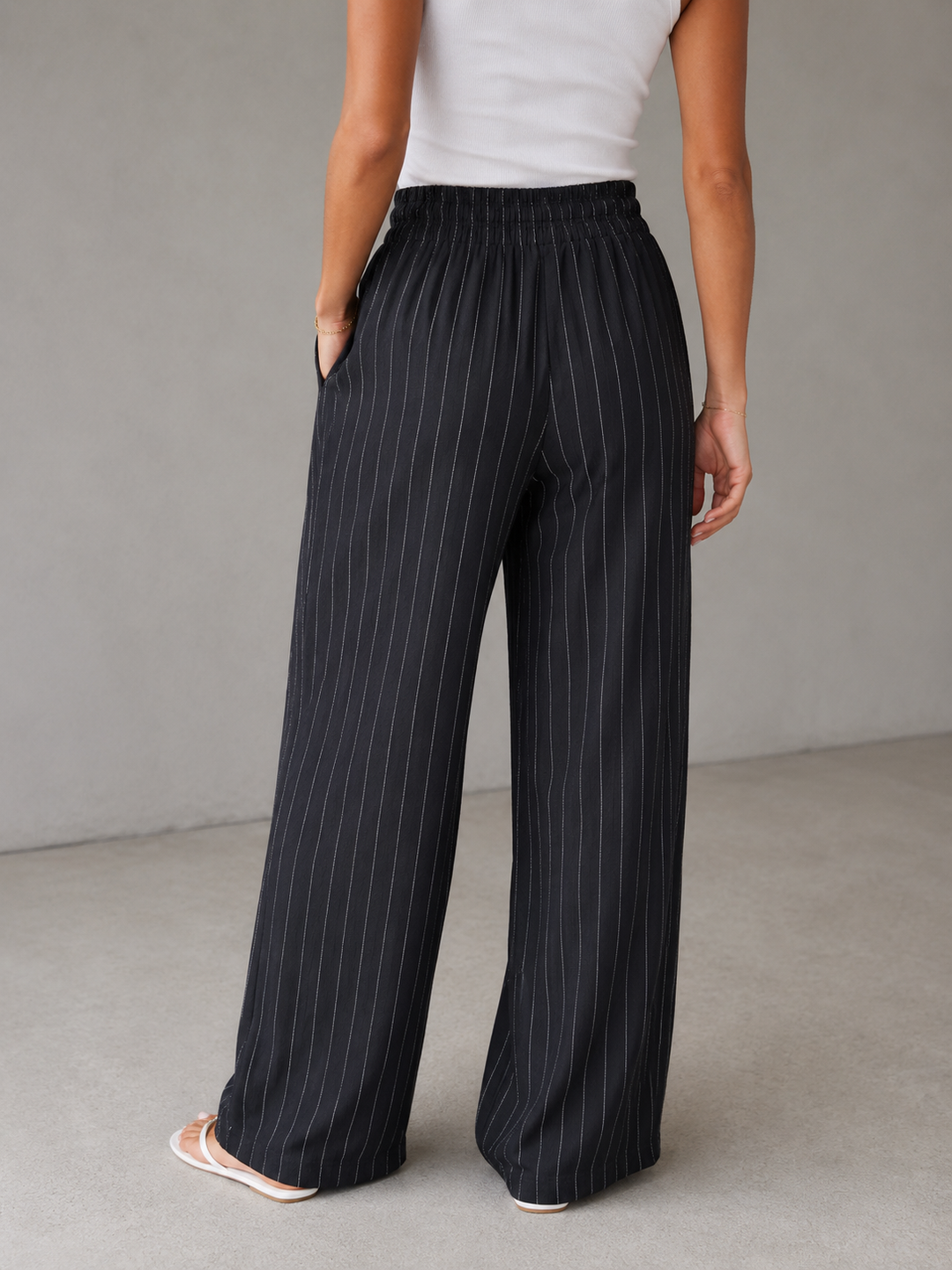 Zya Pinstripe Trousers Black