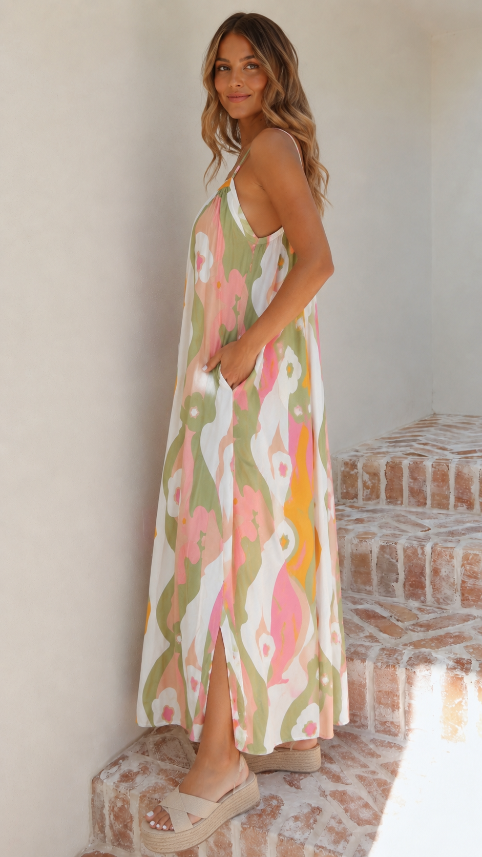 Samirah Floral Abstract Dress Pistachio