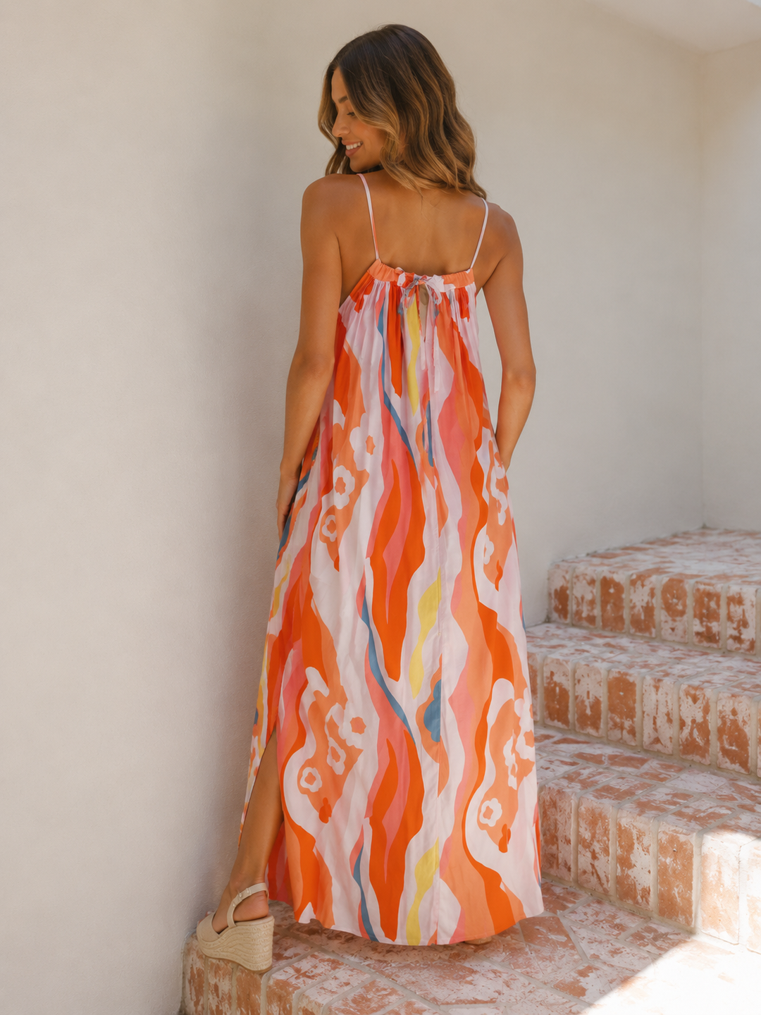 Samirah Floral Abstract Dress Coral