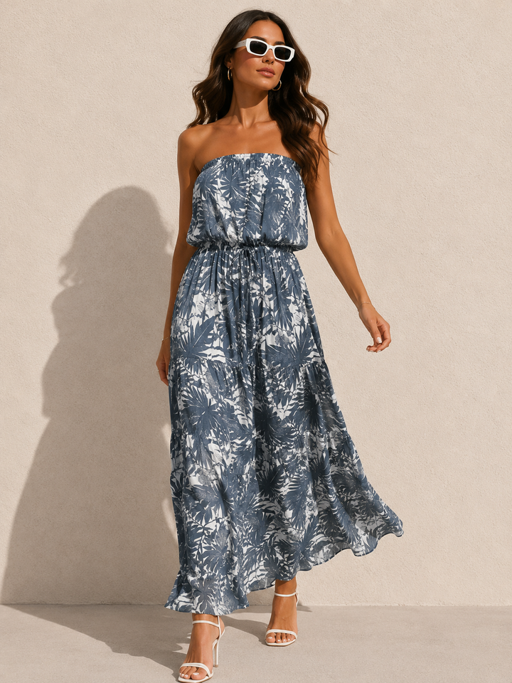Melisa Palm Dress Cool Blue