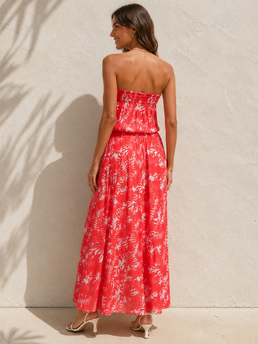 Melisa Palm Dress Coral
