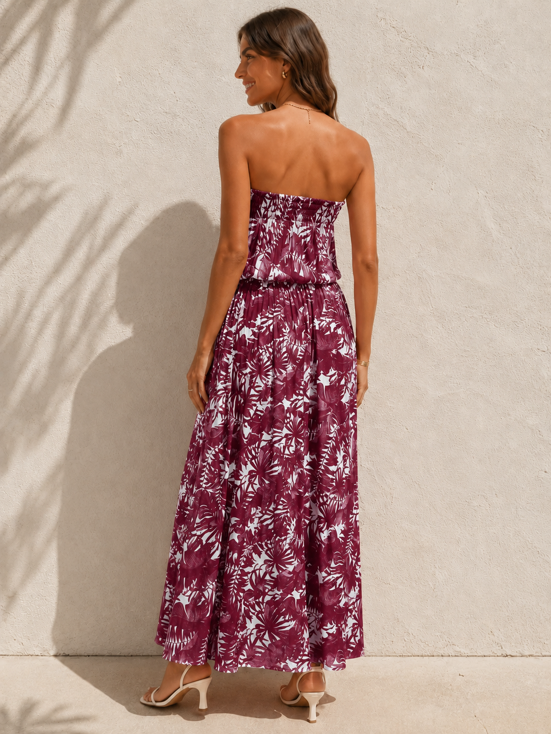 Melisa Palm Dress Burgundy