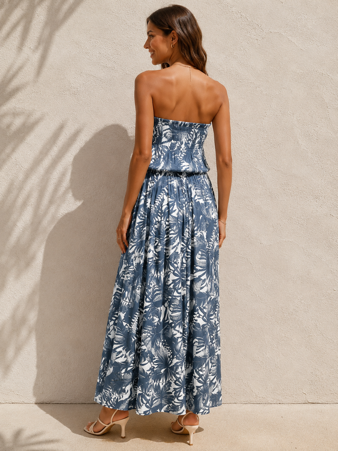 Melisa Palm Dress Cool Blue