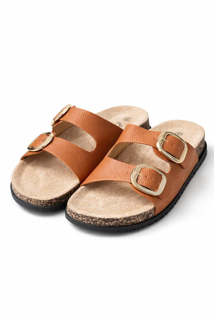 Kiana Buckle Sandals Tan