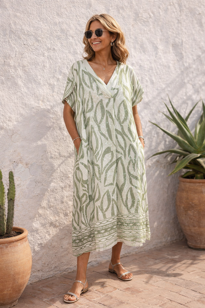 Nakota Shine Tribal Dress Olive