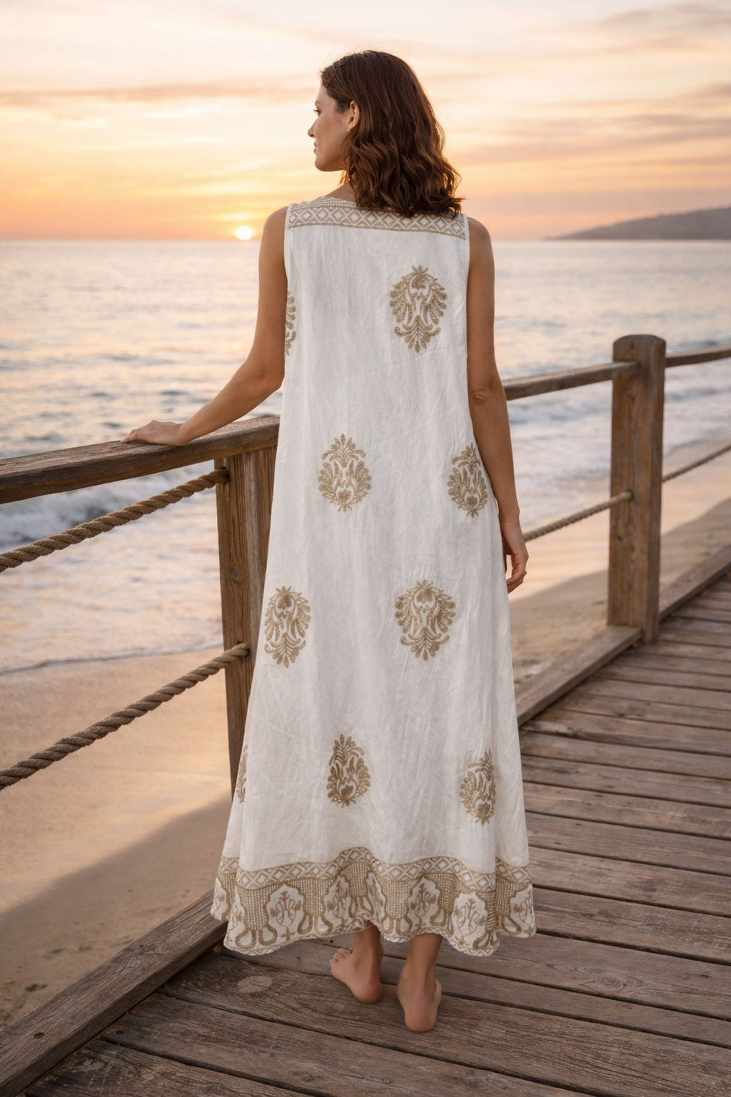Azzurra Embroidered Sleeveless Dress White