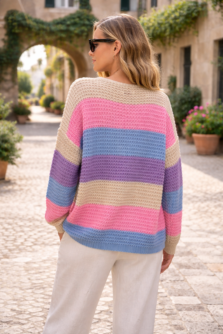 Diletta Block Stripe Cardigan Blue/Lilac