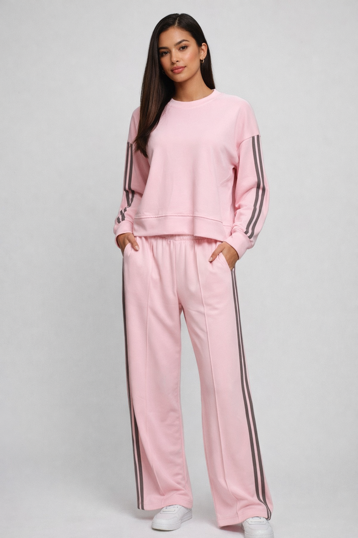 Sabina Stripe Leisure Suit Pink