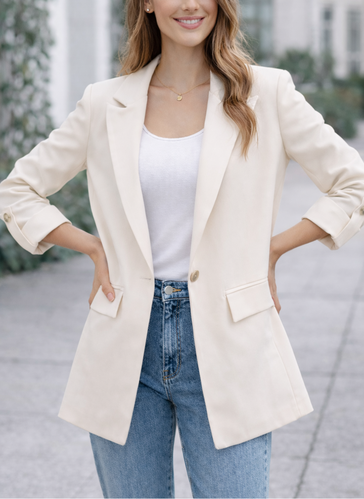 Savina Longline Blazer Cream