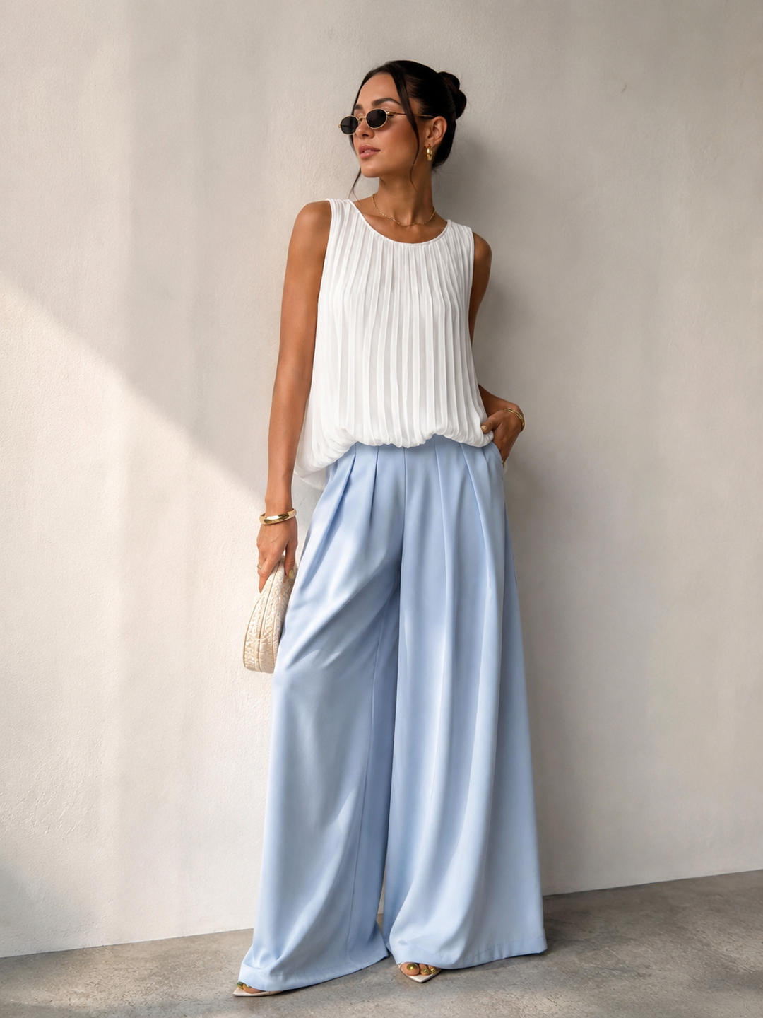 Lynetta Pleated Top White