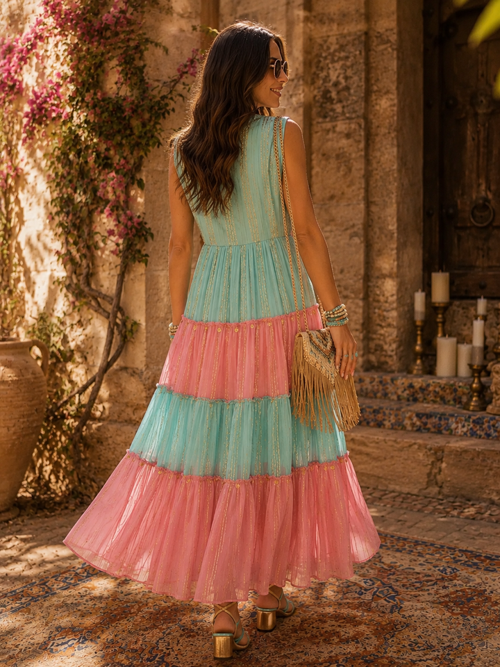Puerto Banus Sparkle Dress Turq/Pink