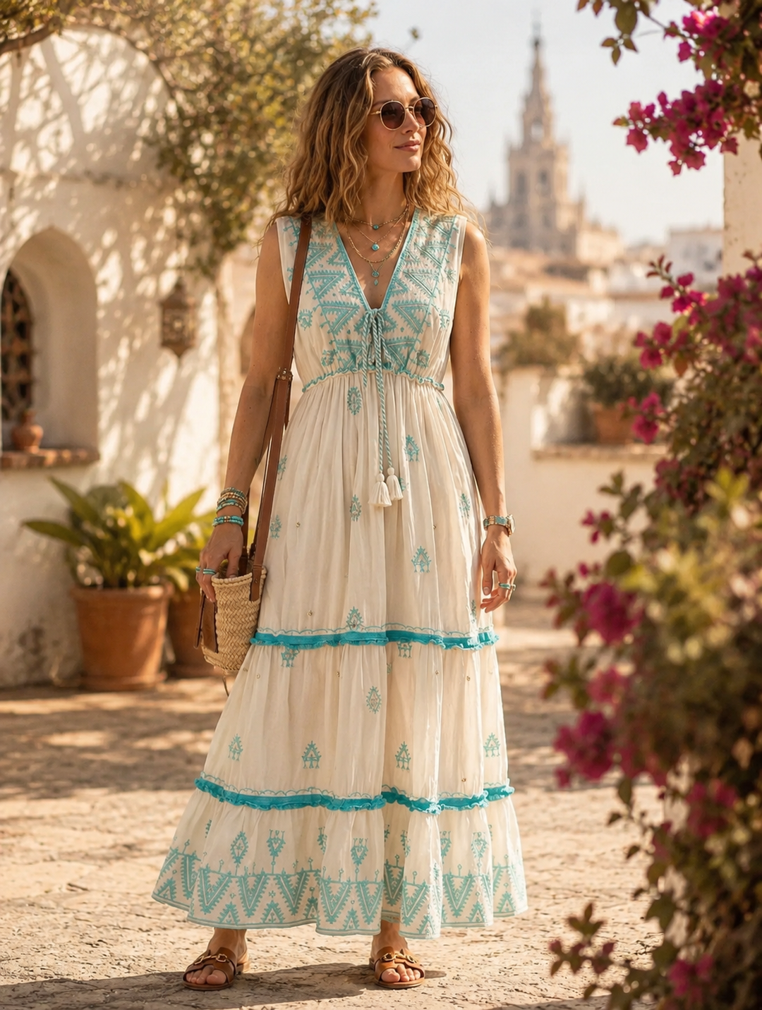Aurora Sparkle Maxi Dress Aqua