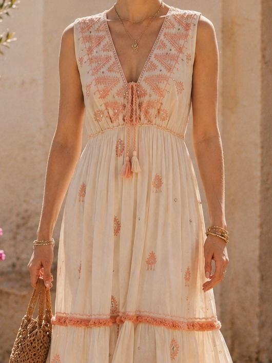 Aurora Sparkle Maxi Dress Coral