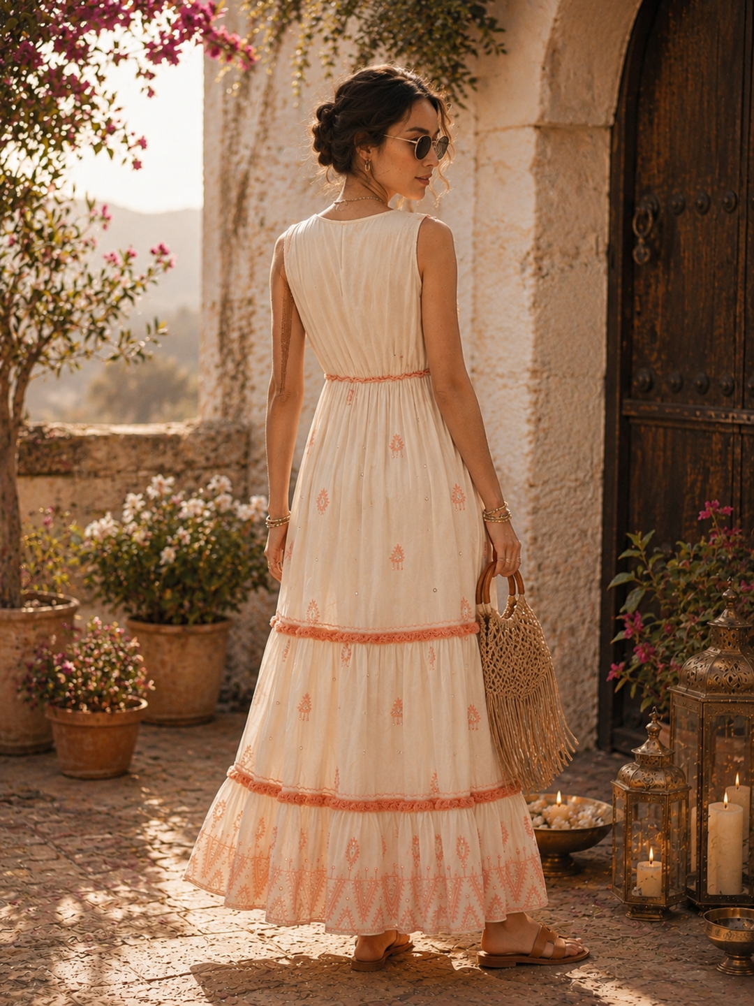Aurora Sparkle Maxi Dress Coral