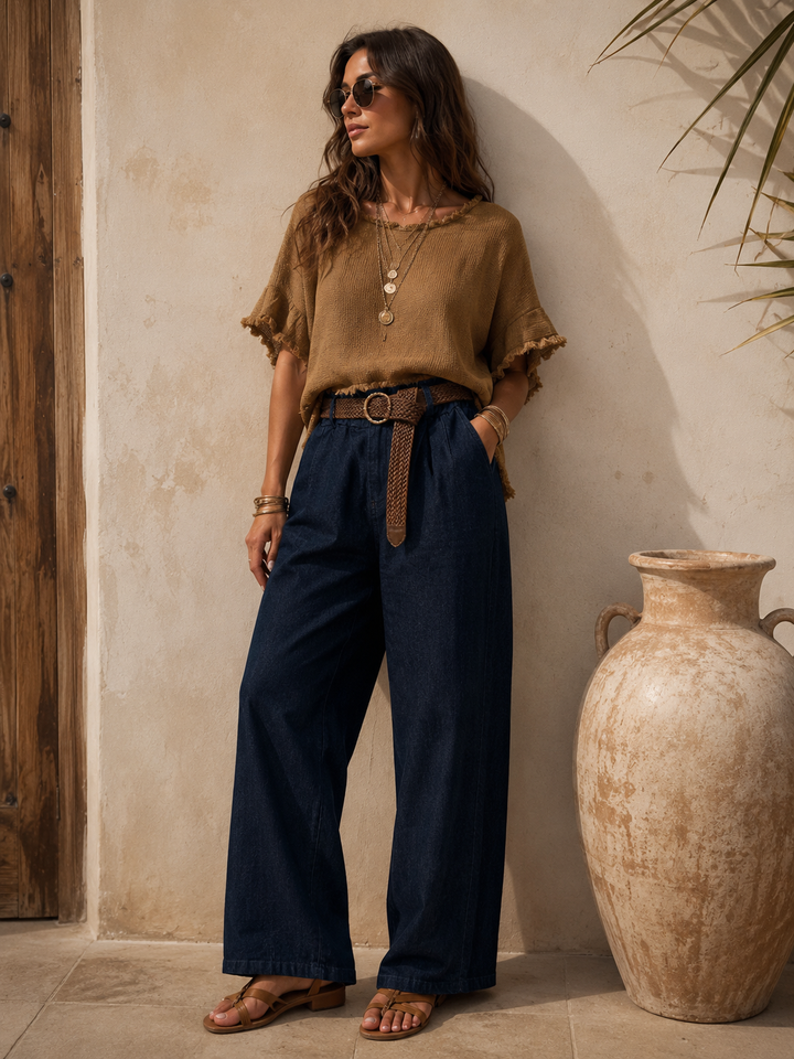 Roxie Belted Trousers Indigo