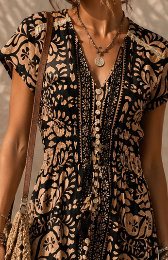 Maria Boho Maxi Dress Black