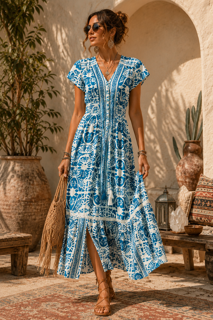 Maria Boho Maxi Dress Jade  Goose Island