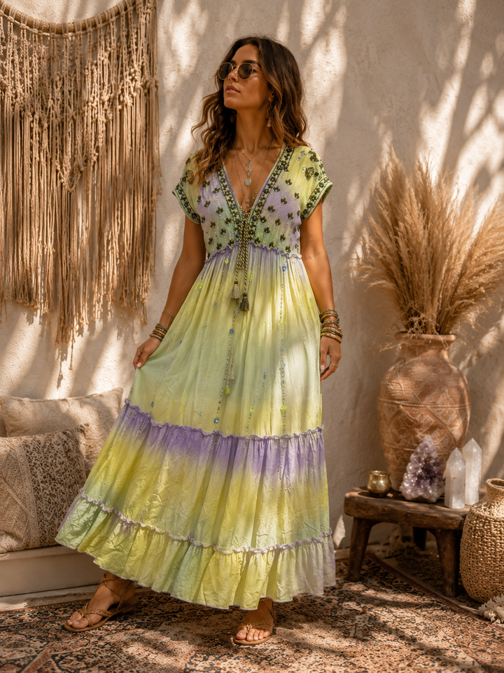 Tatiana Sequin Dress Lemon/Lilac