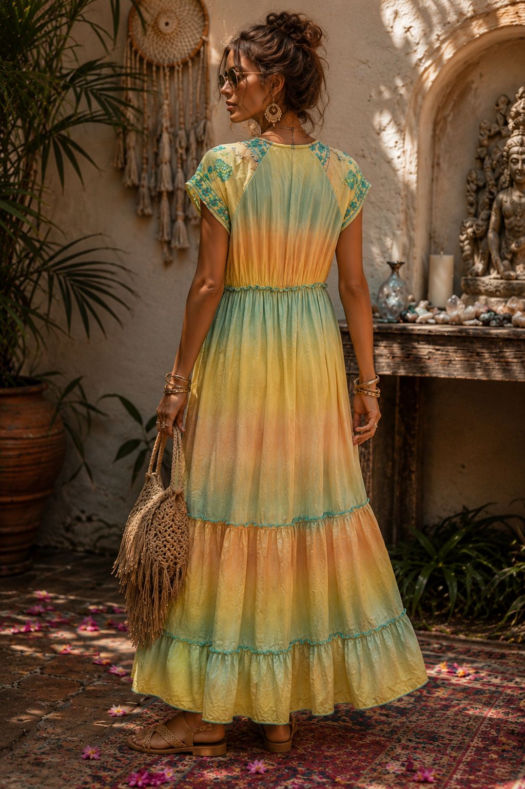 Tatiana Sequin Dress Orange/Aqua
