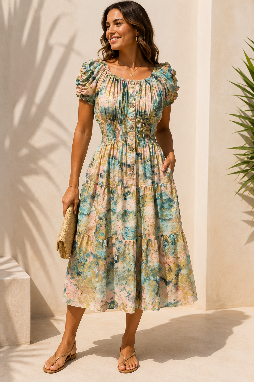 Simone Shimmer Midi Dress