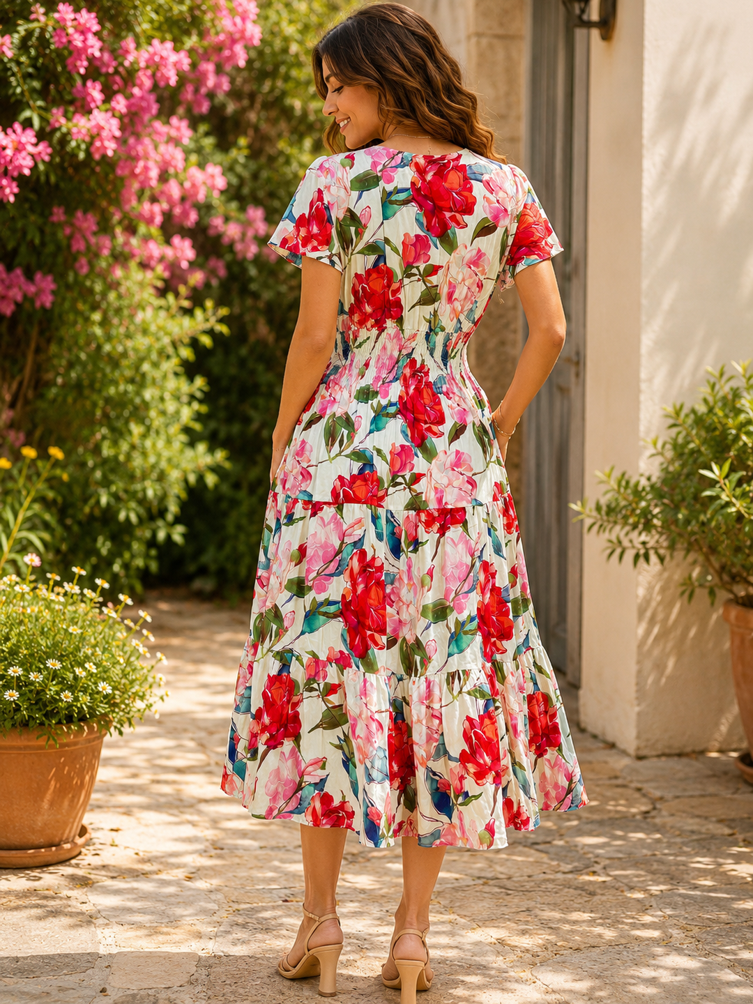Maria Midi Dress Red/Grn