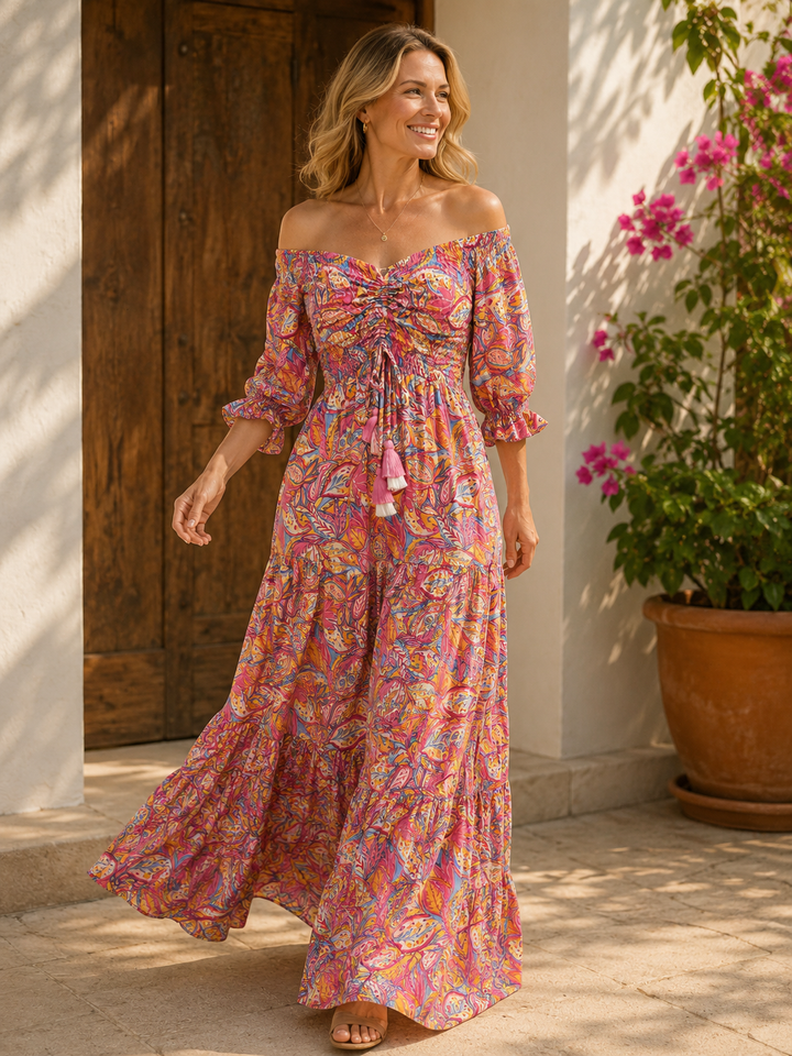 Rosabella Shirred Silk Dress Pink