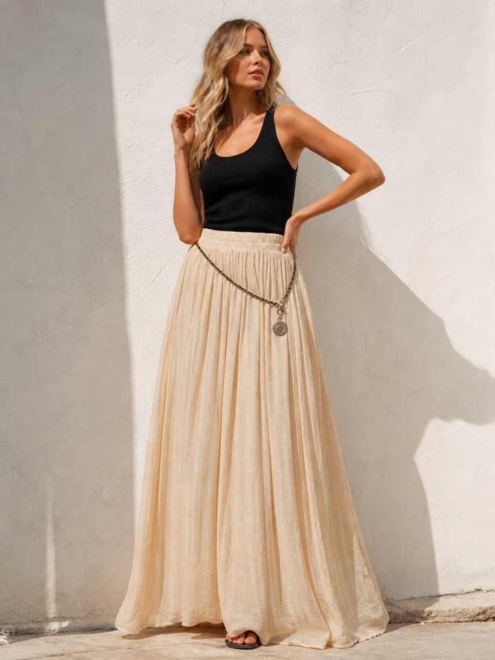 Vintage Chain Belt Maxi Skirt Buttermilk