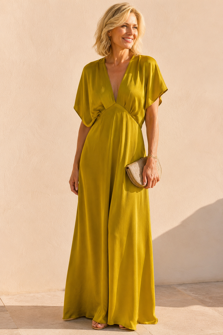 Alessia Silky Dress Ochre