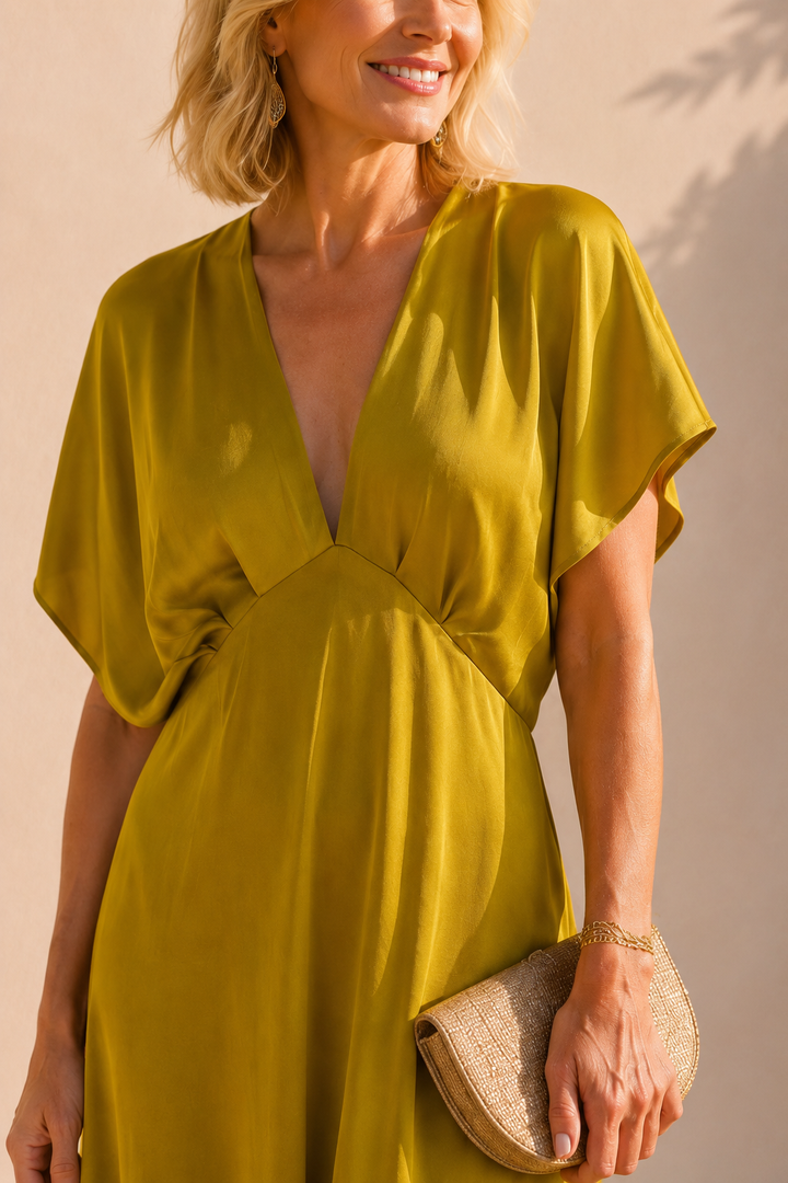 Alessia Silky Dress Ochre
