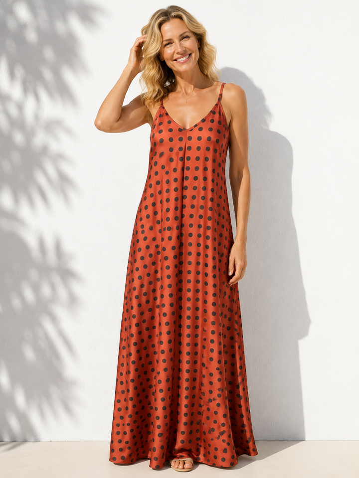 Florentine Polka Dot Dress Copper