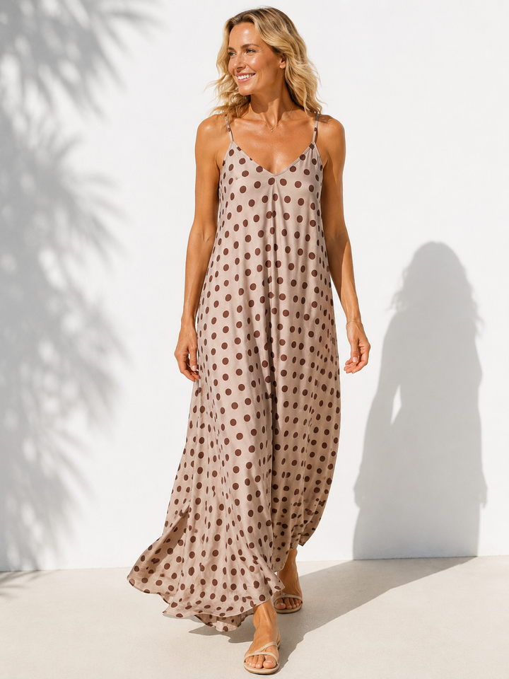 Florentine Polka Dot Dress Mocha