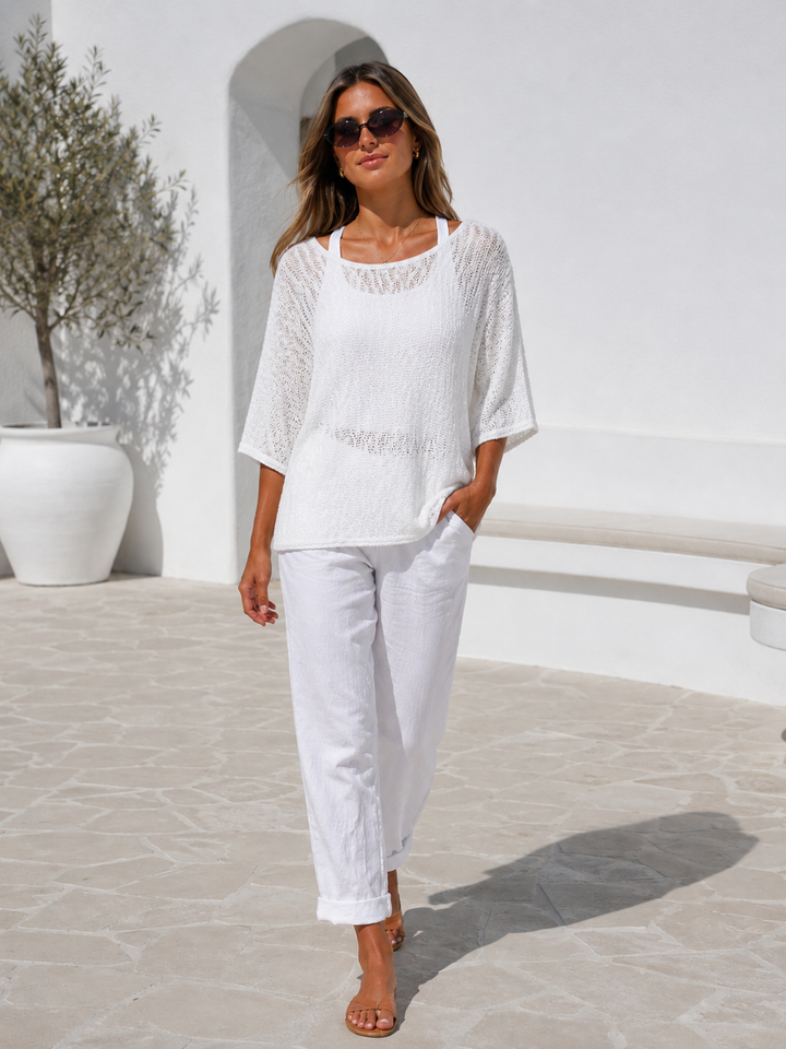 Sabrina Mesh Top White