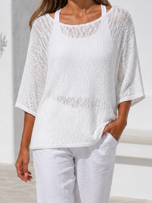 Sabrina Mesh Top White