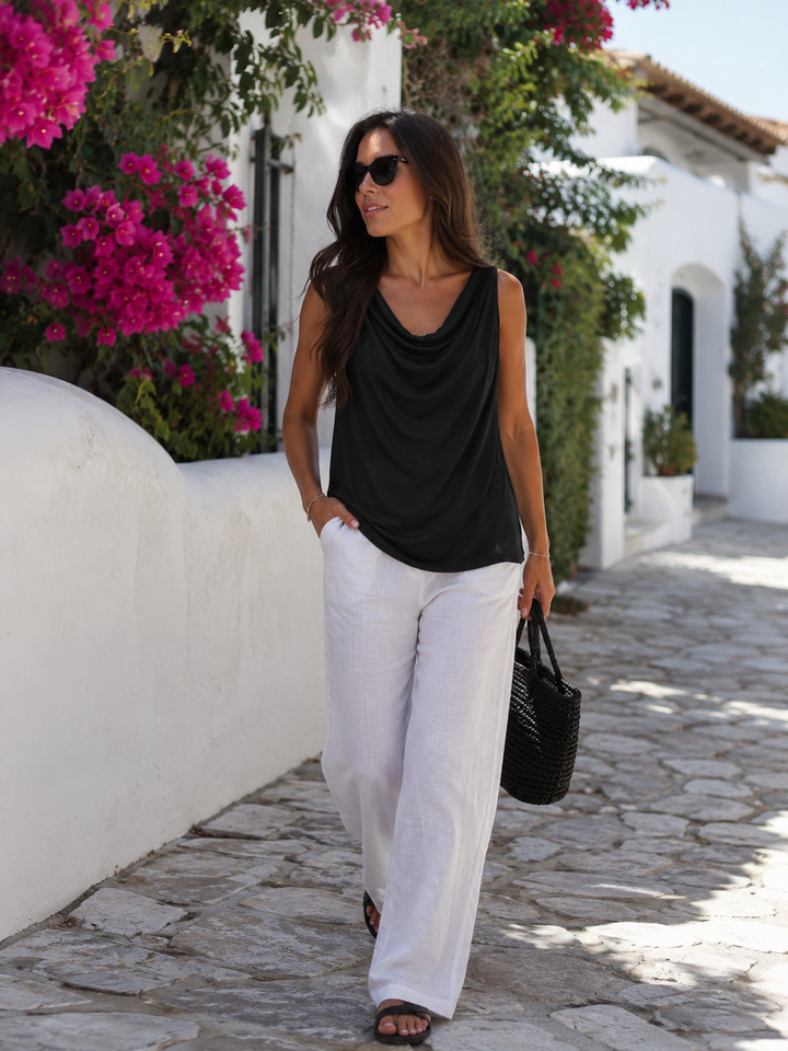 Natalina Cowl Top Black